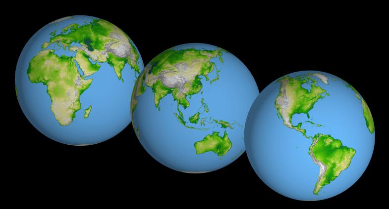 Three views of planet Earth